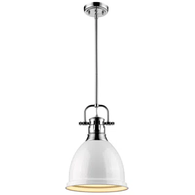Golden Lighting Duncan 9" Wide Chrome And White Mini Pendant With Rod