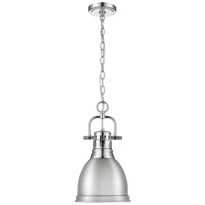Golden Lighting Duncan 9" Wide Pewter And Chrome Mini Pendant