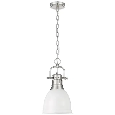 Golden Lighting Duncan 9" Wide Pewter And  Matte White Mini Pendant