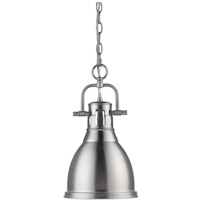 Golden Lighting Duncan 9" Wide Pewter Mini Pendant With Chain