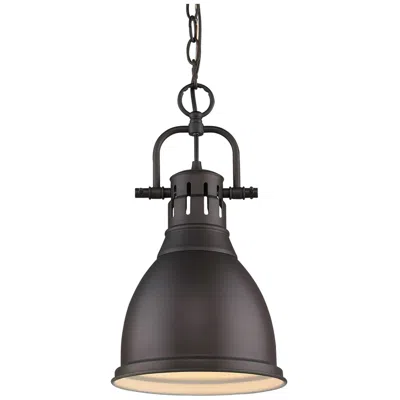 Golden Lighting Duncan 9" Wide Rubbed Bronze Bell Mini Pendant