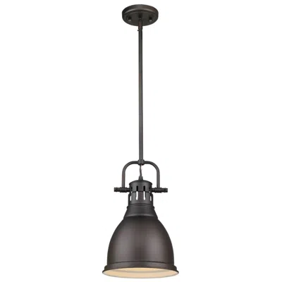 Golden Lighting Duncan 9" Wide Rubbed Bronze Mini Pendant With Rod