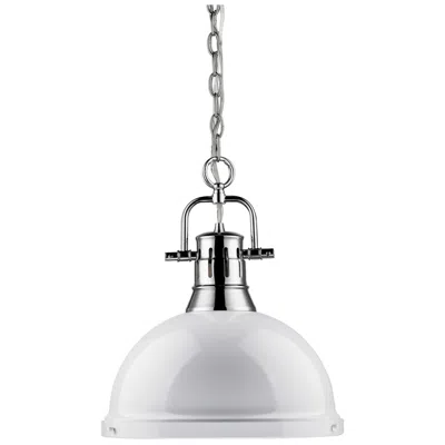 Golden Lighting Duncan Chrome 14" Wide Contemporary White Pendant Light