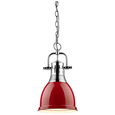 Golden Lighting Duncan Chrome 9" Wide Contemporary Red Mini Pendant