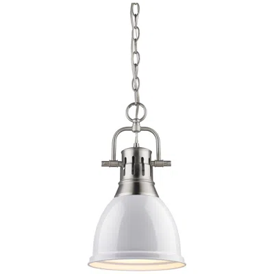 Golden Lighting Duncan Pewter 9" Wide Contemporary White Mini Pendant