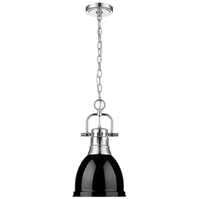 Golden Lighting Duncan Small Pendant With Chain In Chrome With Black