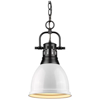 Golden Lighting Duncan Small Pendant With Chain In Matte Black With White