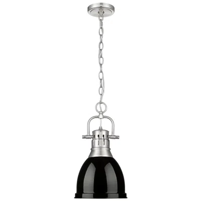 Golden Lighting Duncan Small Pendant With Chain In Pewter With Black