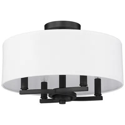 Golden Lighting Eliana 15 1/2" Wide Matte Black 4-light Semi-flush With Modern White S