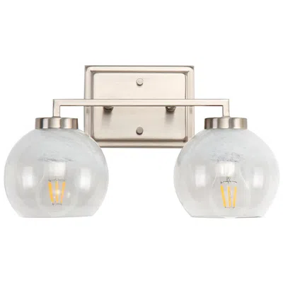 Golden Lighting Elliott 2-light Vanity Light In Pewter With Alabaster Shade