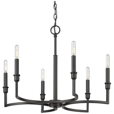Golden Lighting Ellyn 25" Matte Black 6-light Candelabra Chandelier