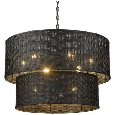 Golden Lighting Erma 28 1/2" Wide Matte Black 9-light Chandelier