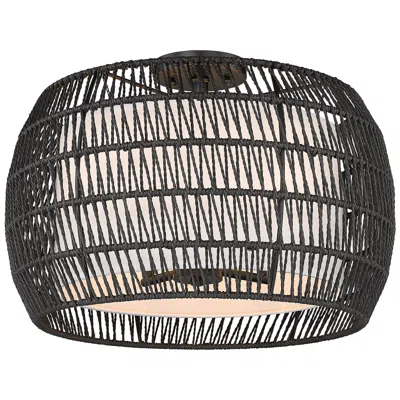 Golden Lighting Everly 19" Wide Matte Black 4-light Semi-flush With Modern Black Ratta