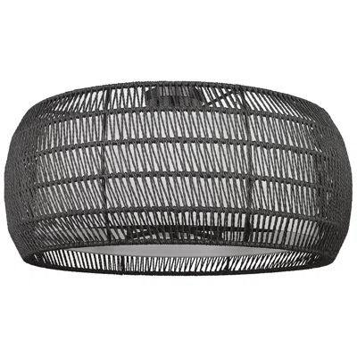 Golden Lighting Everly 6-light Semi-flush In Matte Black With Modern Black Rattan