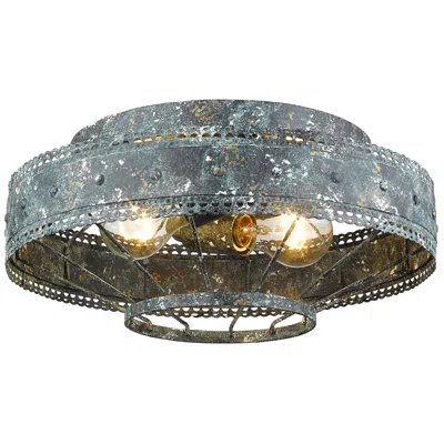 Golden Lighting Ferris 14" Blue Verde Patina 2-light Ceiling Light
