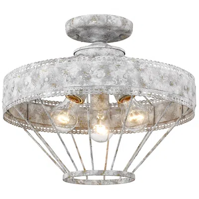 Golden Lighting Ferris 15" Wide Oyster 3-light Ceiling Light
