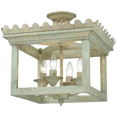 Golden Lighting Finley 16 1/2" Wide Vintage Sage 4-light Ceiling Light