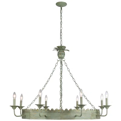Golden Lighting Finley 42" 8-light Vintage Sage Candelabra Chandelier
