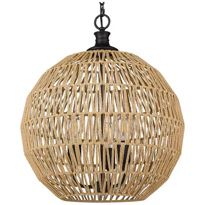 Golden Lighting Florence 18 1/2" 3-light Dome Natural Rope Pendant