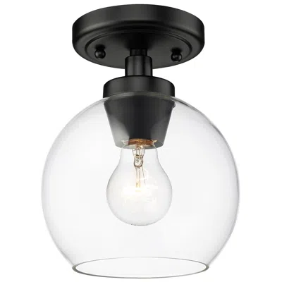 Golden Lighting Galveston 7 1/4" Wide Flush Mount In Matte Black With Clear Glass