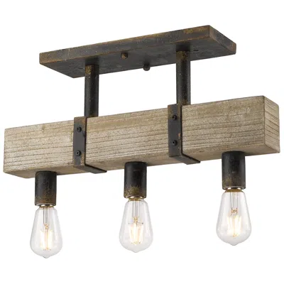 Golden Lighting Garrett 20 1/4"w Antique Black Iron 3-light Ceiling Light