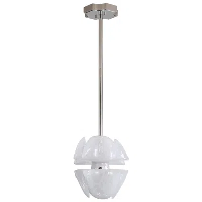 Golden Lighting Glacier Led 2-light Pendant In Polished Nickel With Icy Glass Shade