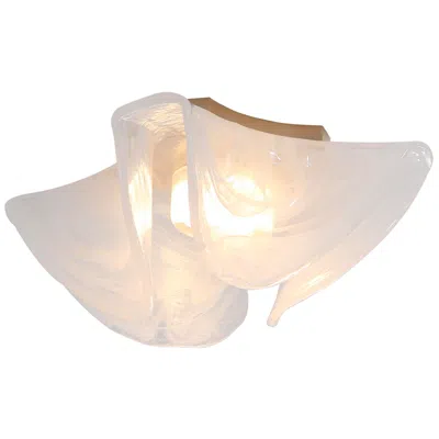 Golden Lighting Glacier Led Flush Mount In Polished Nickel With Icy Glass Shade