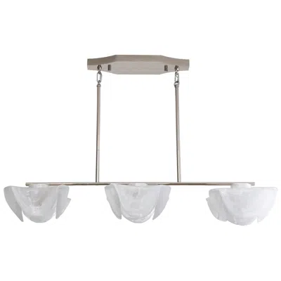 Golden Lighting Glacier Led Linear Pendant In Polished Nickel With Icy Glass Shade