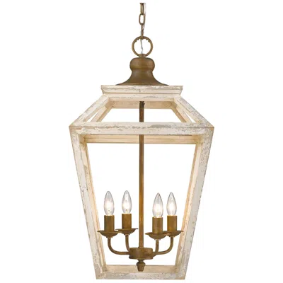 Golden Lighting Haiden 15 3/4" 4-light Burnished Chestnut Wood Pendant