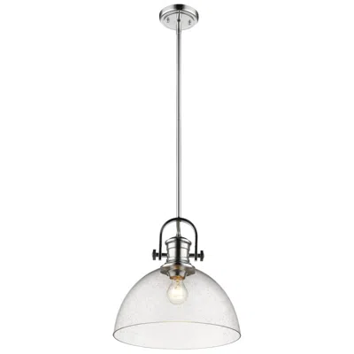 Golden Lighting Hines 13 1/2" Wide Chrome 1-light Pendant With Seeded Glass