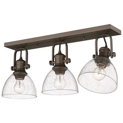 Golden Lighting Hines 25 1/8" Bronze Seeded Glass Ceiling Light