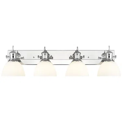Golden Lighting Hines 4-light Vanity Light In Chrome With Opal Glass