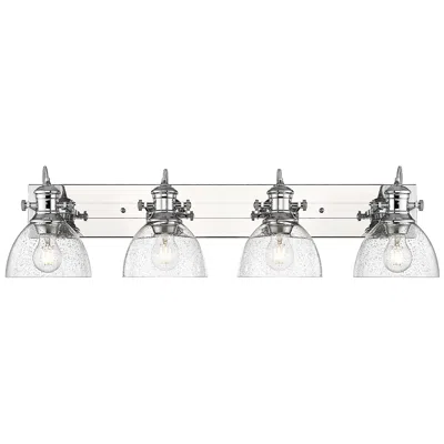 Golden Lighting Hines 4-light Vanity Light In Chrome With Seeded Glass