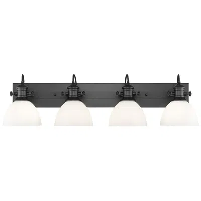 Golden Lighting Hines 4-light Vanity Light In Matte Black With Opal Glass