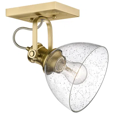 Golden Lighting Hines 6 7/8" Brushed Champagne Bronze 1-light Semi-flush With Seeded G