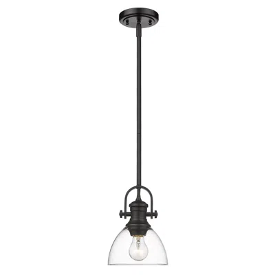 Golden Lighting Hines 7" Wide Matte Black Clear Glass Mini Pendant