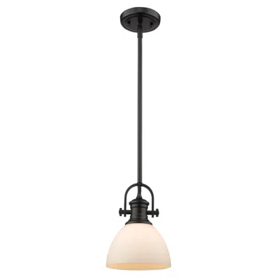 Golden Lighting Hines 7" Wide Matte Black Opal Glass Mini Pendant