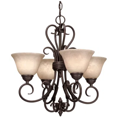Golden Lighting Homestead 19" Rubbed Bronze Tea Stone Glass Chandelier