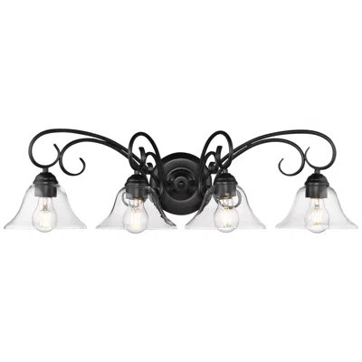 Golden Lighting Homestead 32" Wide 4-light Vanity Light In Matte Black With Clear Glas