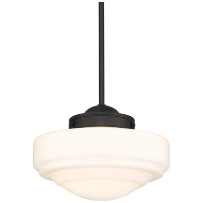 Golden Lighting Ingalls 12" Wide Matte Black Milk Glass Mini Pendant