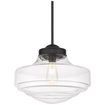 Golden Lighting Ingalls 16" Wide Matte Black Clear Glass Pendant Light