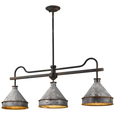 Golden Lighting Jasper 41" Wide Antique Black Iron 3-light Linear Pendant