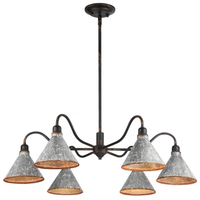 Golden Lighting Jasper Chandelier In Antique Black Iron With Galvanized Steel