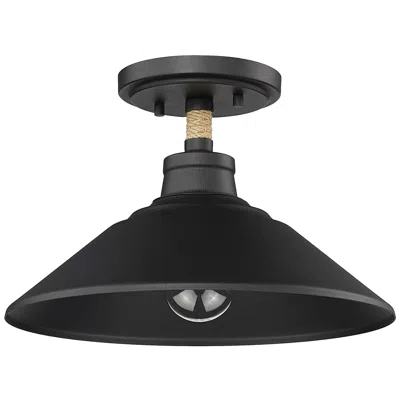Golden Lighting Journey 12" Wide Semi-flush In Natural Black With Natural Black