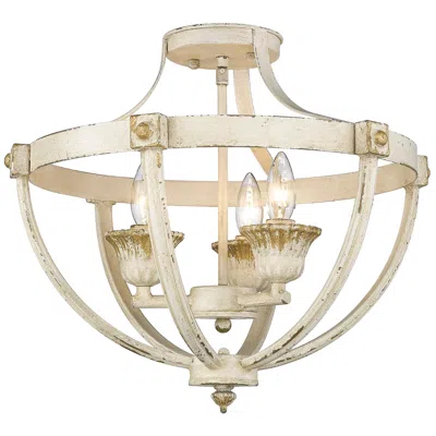 Golden Lighting Jules 19 1/4" Wide Antique Ivory 3-light Ceiling Light