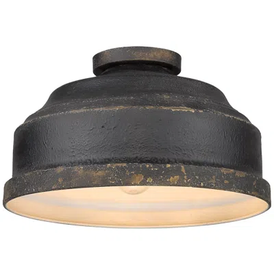 Golden Lighting Keating 13 3/4" Wide Antique Black Iron Ceiling Light