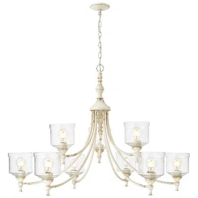Golden Lighting Keating 44" Wide Antique Ivory 9-light Chandelier