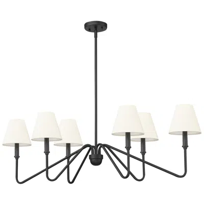 Golden Lighting Kennedy 41 5/8" Wide Linear Pendant In Natural Black With Ivory Linen