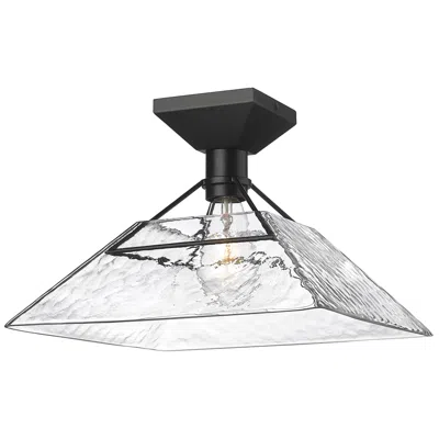 Golden Lighting Kepler 14" Wide Matte Black 1-light Semi-flush With Water Glass