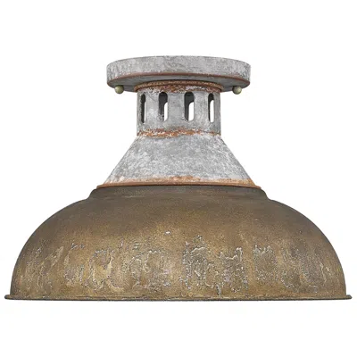 Golden Lighting Kinsley 14" Galvanized Antique Rust Ceiling Light